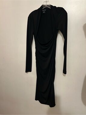 MODA International Black Draped Long Sleeve Dress Sz S